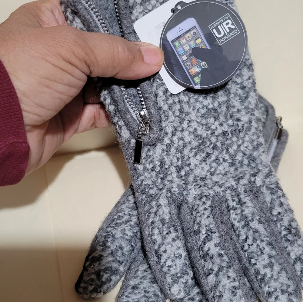 Nordstrom Marled Grey Wool Blend Touch Screen Gloves Women's Large